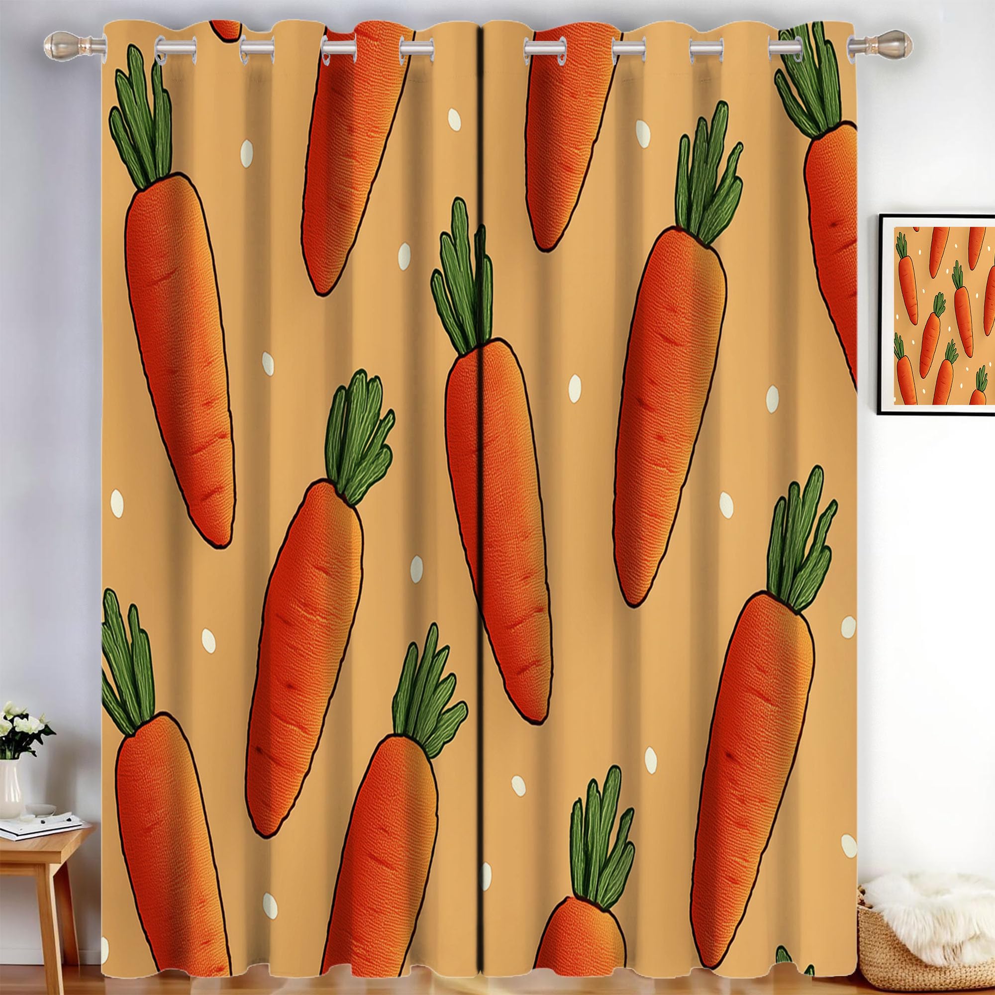 Rideaux occultants carotte orange 110x215 cm isolants thermiques