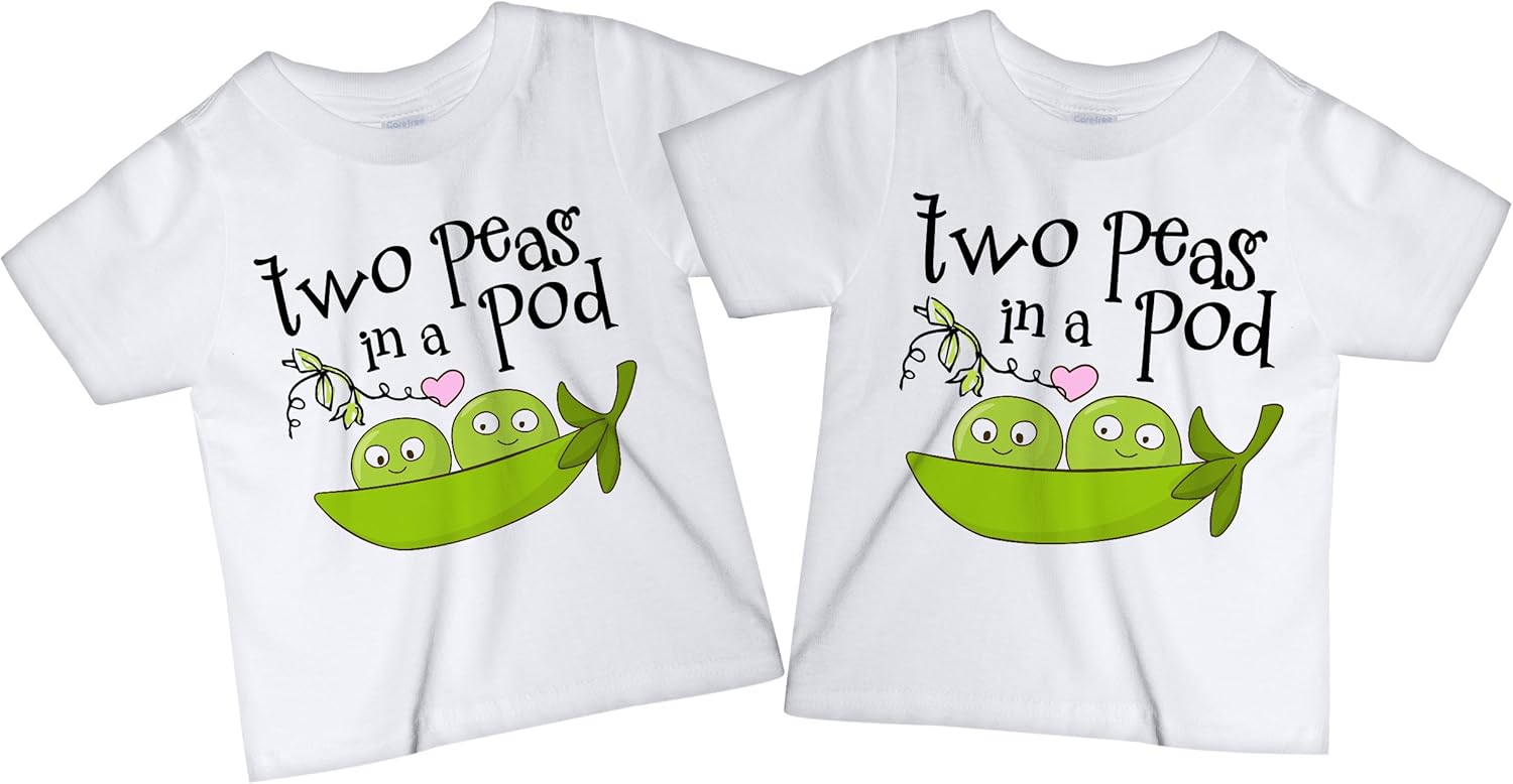 CarefreeTees Two Peas in a Pod Twin Babies (Baby Bodysuit or Tee-Shirt - Set of 2)