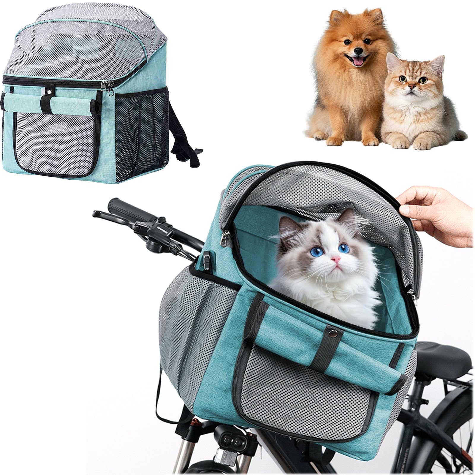 Hundekorb Fahrrad - 3 in 1 Hundekorb Fahrrad Vorne, 32×29×39 cm Faltbare Fahrradtasche für Haustiere, Maximale Tragfähigkeit 5 kg Geeignet für Tiergeschäfte, Baden, Picknicks, Krankenhäuser