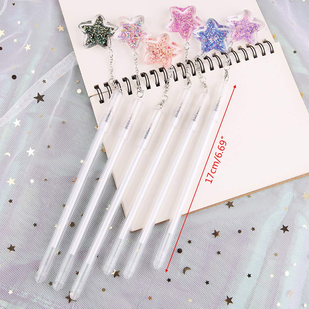 JUNESUN Gel Pen with 0 5mm Point Cartridge Pen Chain Decor Black Ink Shinny Pentagram Embellishment Stationery Supplies — view 7