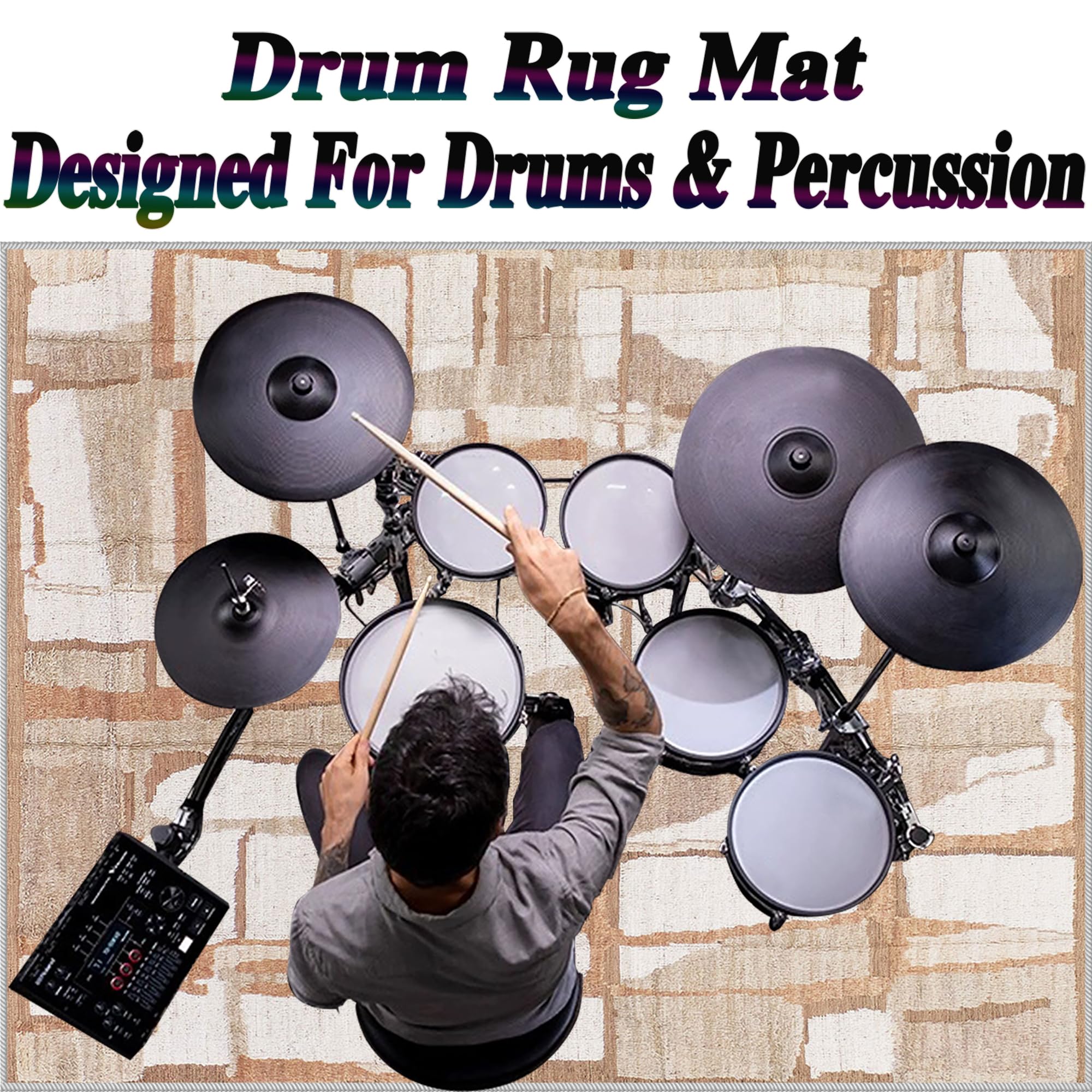 Tappetino Batteria, Tappeto per Batteria Acustica, Tappeto Insonorizzato Professionale, Drum Carpet Rugs, Elettronico Drum Tappeto, Tappeti Antiscivolo per Batteria, Tappeto per Tamburi 230 x 180 cm