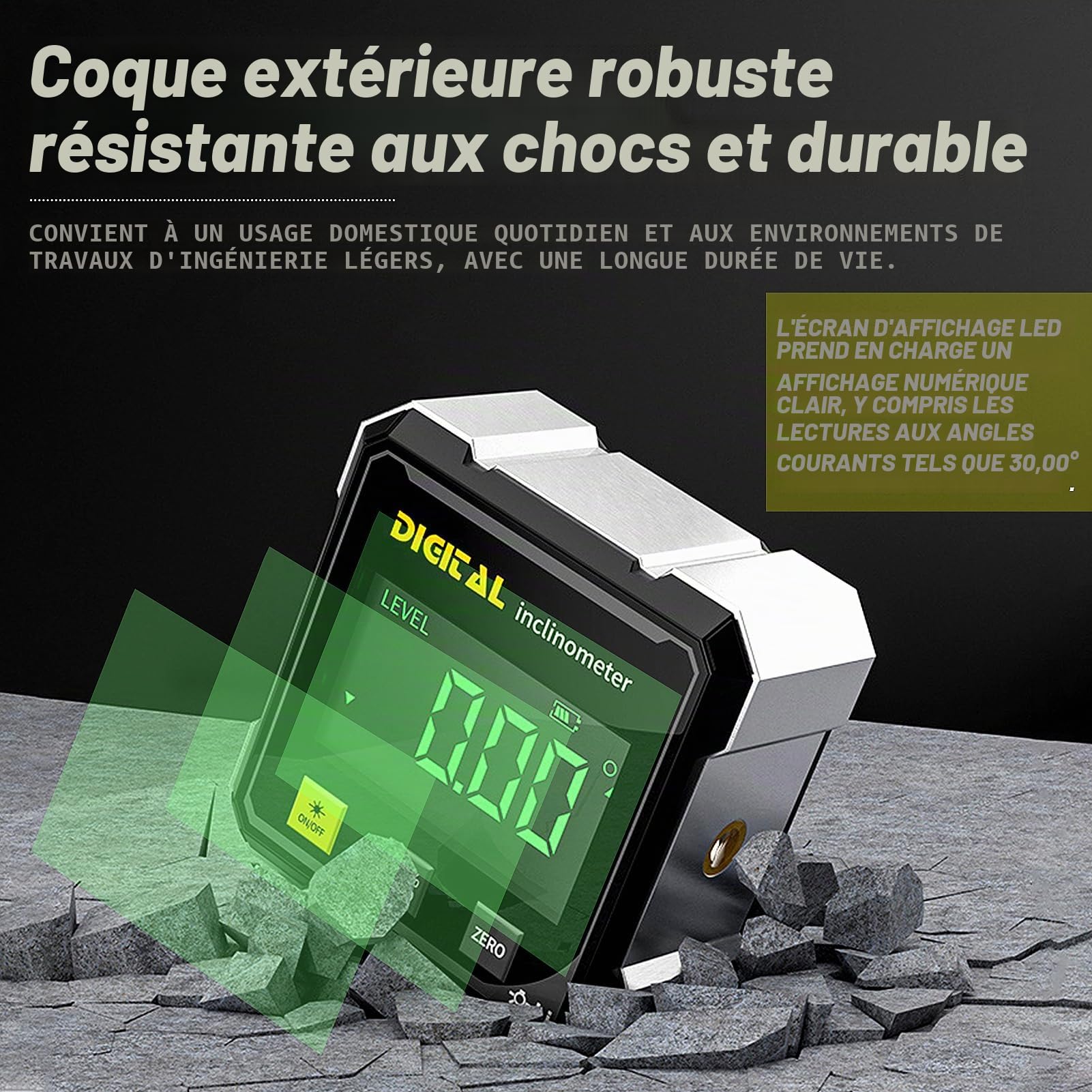 Inclinomètre Numérique Magnétique, Niveau Electronique USB Rechargeable avec Laser, 4 Faces Magnétiques Niveau Digital avec Écran LED pour Travail du Bois, Travaux, Construction, Machines