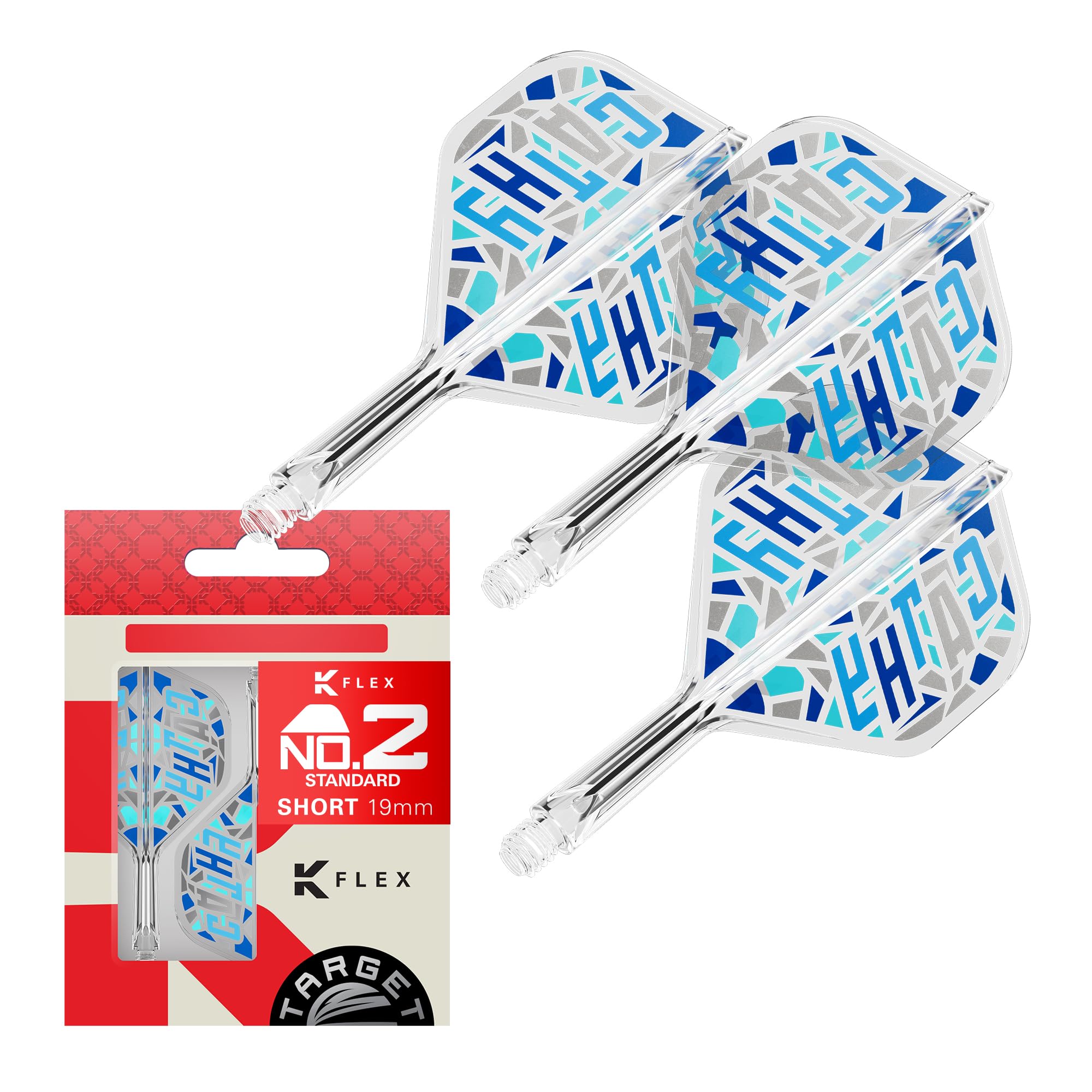 Target Japan Charis 2025 K Flex Dart Flights and Shaft System, No.2 | Pack of 3 Kflex All In One Flight, Cathy Leung Darts Accessories | K-Flex Dart Stem - Short