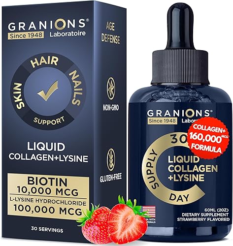 Péptidos de colágeno líquido con biotina y lisina, colágeno líquido máximo para la piel y las uñas para mujeres, 50,000 mcg de colágeno líquido,