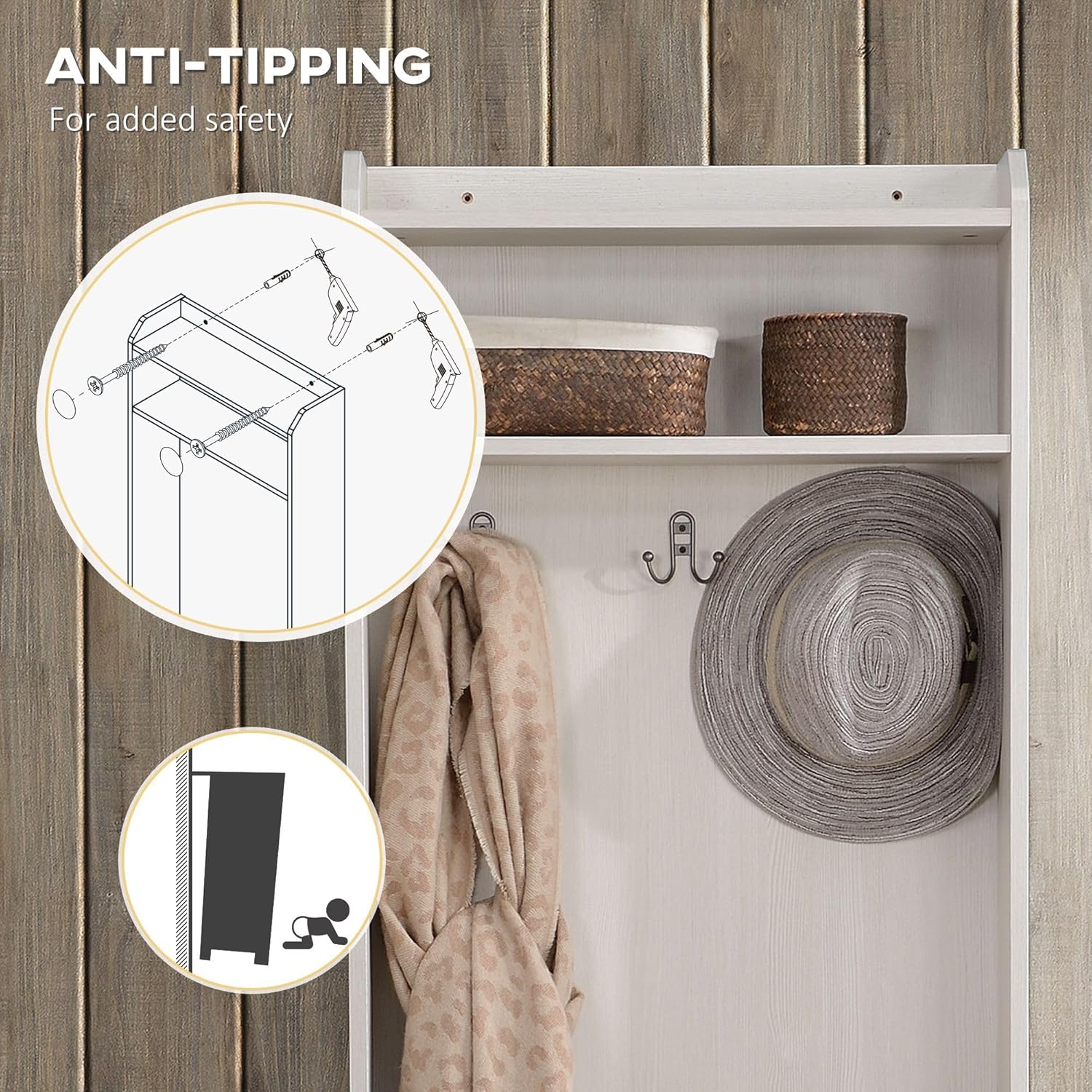Entryway Coat Rack with Bench and Storage
