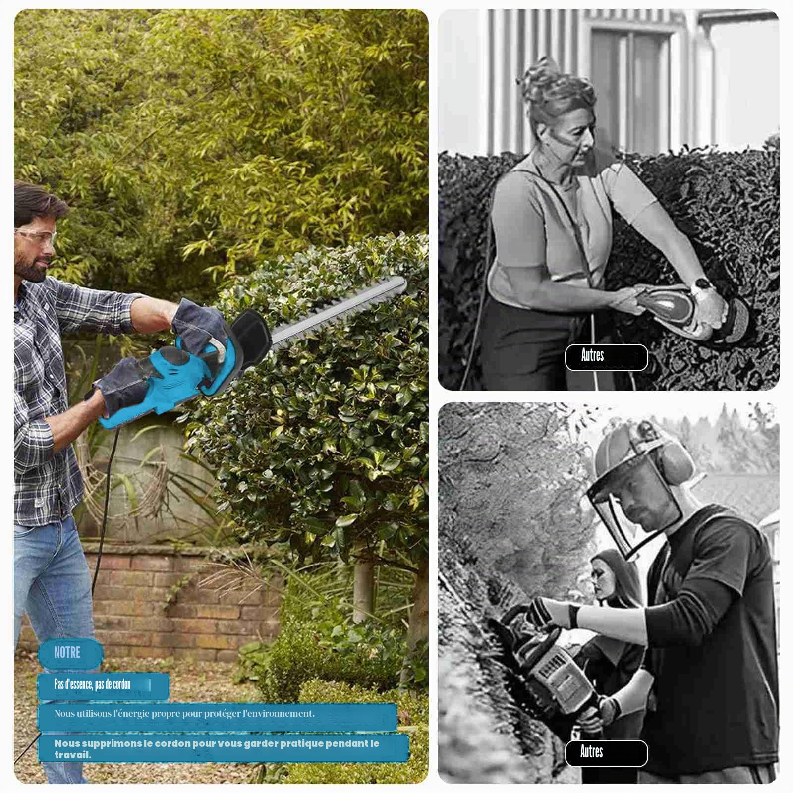 Taille Haie sans Fil 21V, 22Inch Taille-Haies Électriques, Moteur sans Balais, SK5 Double Lame de Coupe, avec 2 Batterie, Taille Haie Batterie Professionnel pour Arbustes de Jardin