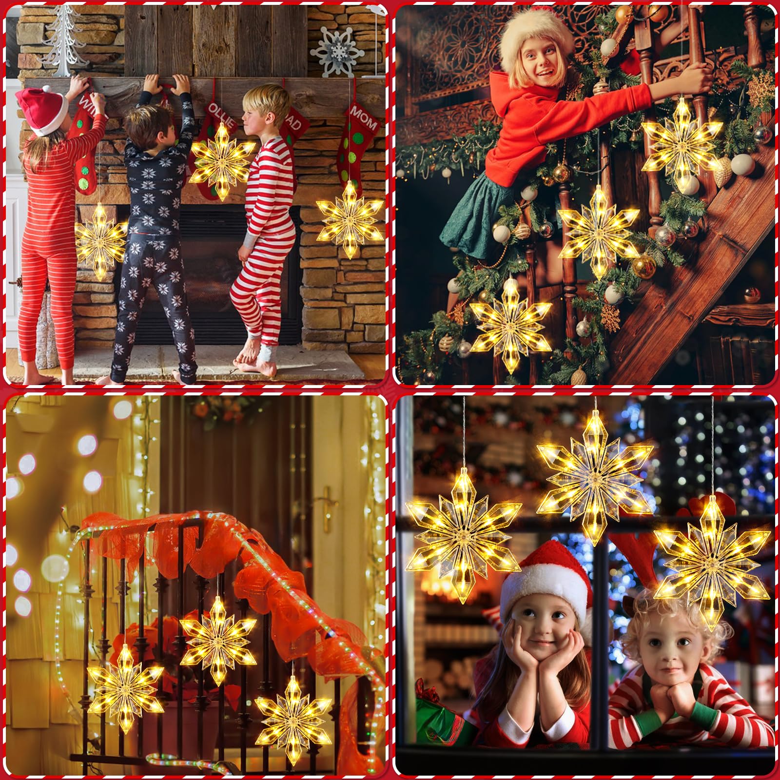 GlobaLink Schneeflocken-Beleuchtung 3 Stück 108LED | 8 Modi, batteriebetrieben, für Innen & Außen, Weihnachten, Party, Hochzeit, Garten und Balkon