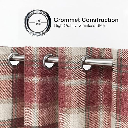 Miniatura 7 de Alexandra Cole - Cortinas a cuadros para sala de estar, dormitorio, cortinas de oscurecimiento a rayas con ojales para tratamiento de ventanas, 2