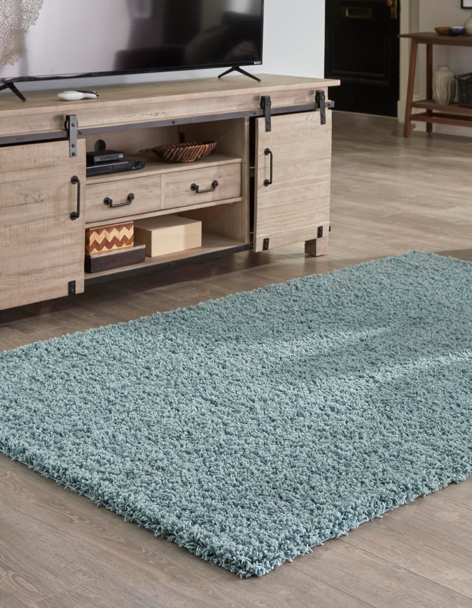 Unique Loom Solid Shag Collection Tapis décoratif (1,2 x 1,8 m, Bleu Ardoise Clair)