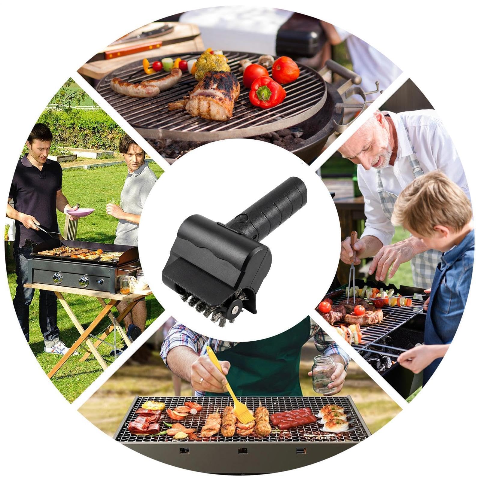 Spazzola elettrica per barbecue, ricaricabile, senza fili, girevole | Spazzola detergente per barbecue all'aperto, campeggio, cucina, patio, giardino, parco, viaggi, spiaggia