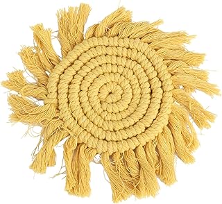 Shanrya Sottobicchiere Isolante per Tazze da caffè Sottobicchieri Intrecciati a Mano Sottobicchieri all'Uncinetto, Tappetino per Tazze, sottobicchiere, per caffetteria per la casa(Giallo)