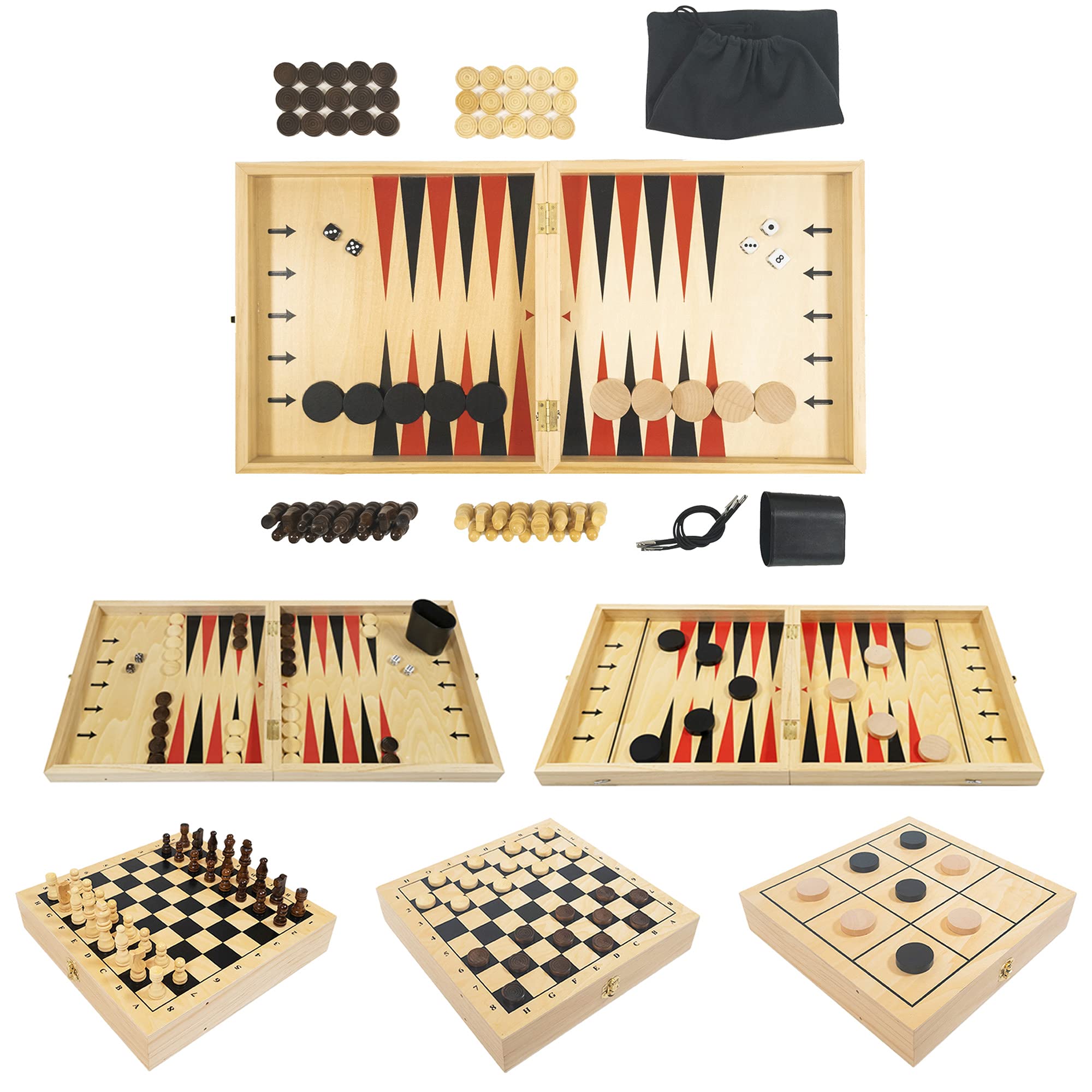 Buy Stemic 5-in-1 Board Games For Adults and Family - Backgammon Set