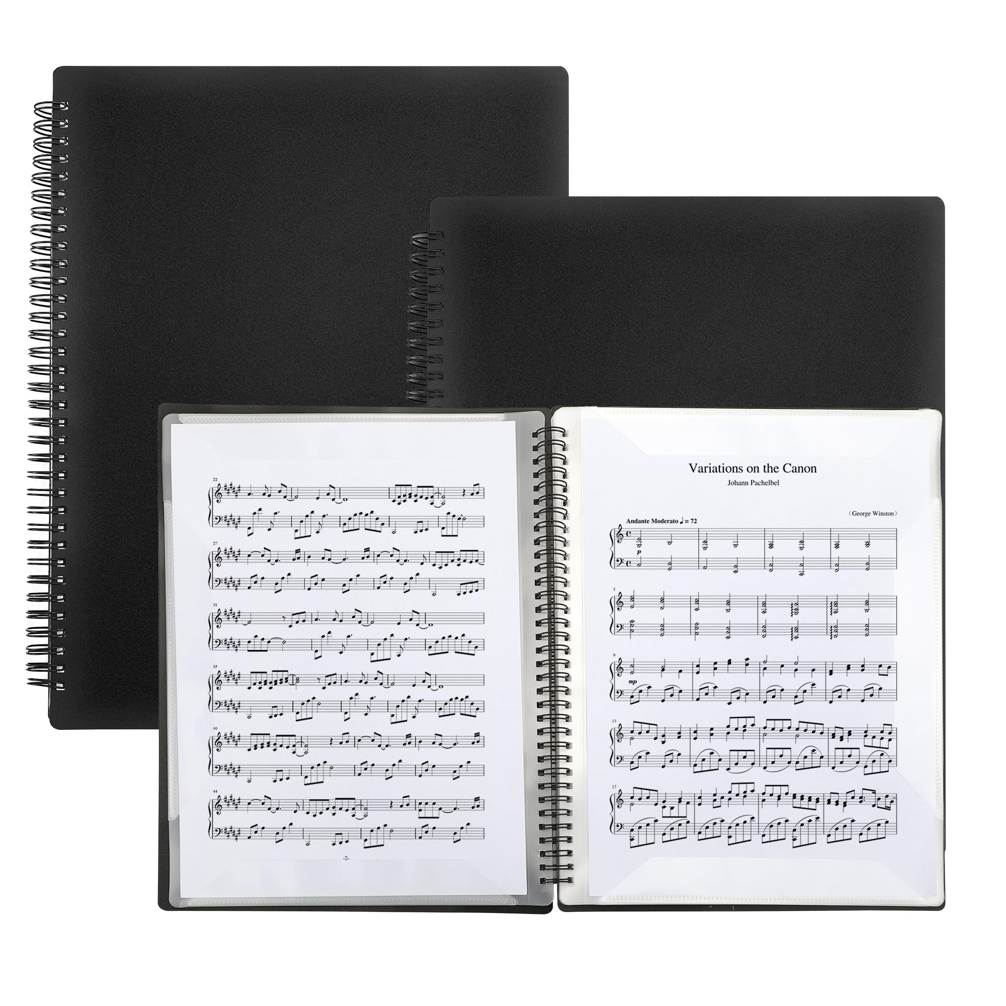 2 Pack Piano Sheet Music Binder 8.5 x 11, 120 Sheet Music Floder with Plastic Sleeves, A4 SSheet Music Folder Organizer (Black,Tatal 120 Pages)