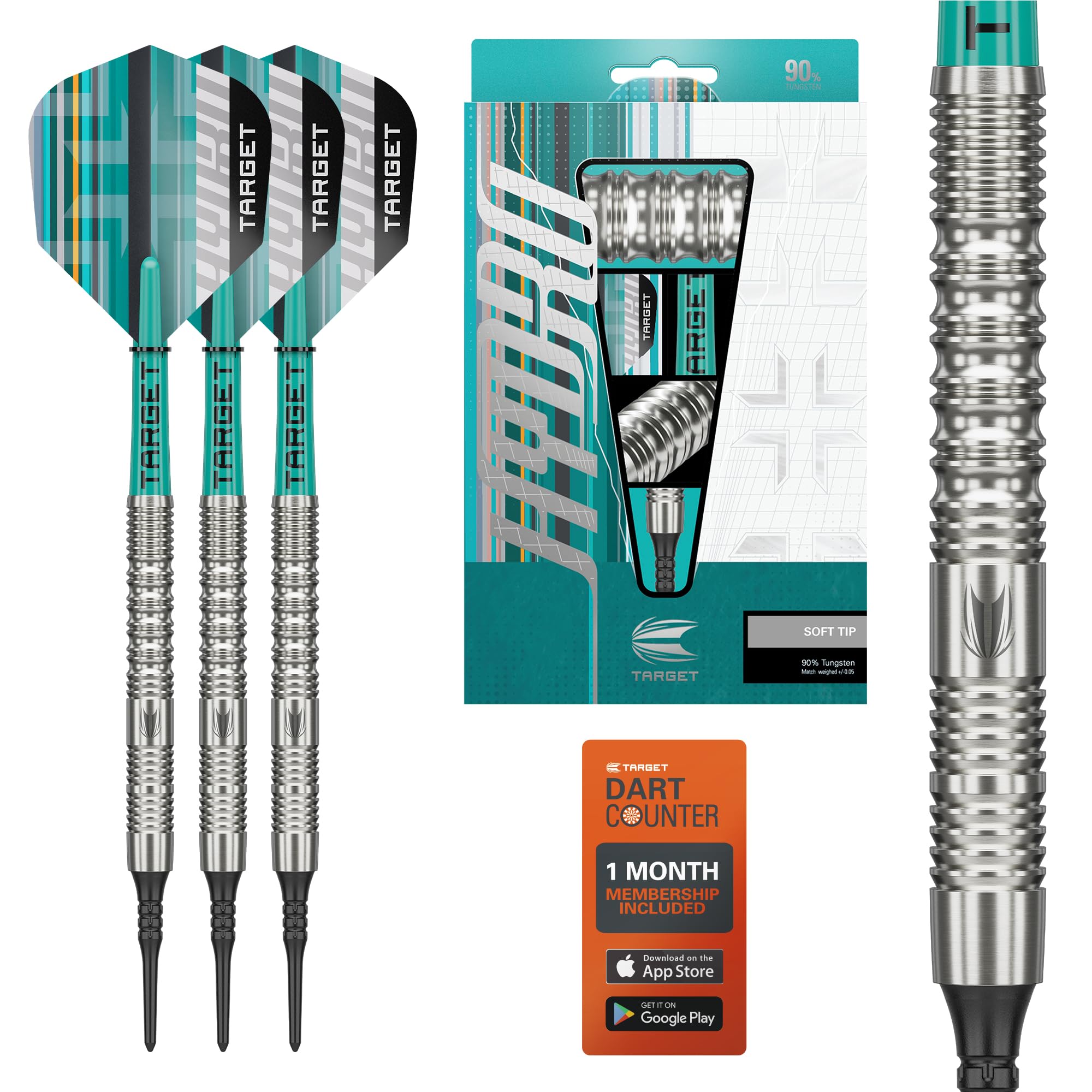 Target Darts Hydro 18g/20g 90% Tungsten Soft Dart Set Dartpfeile mit Kunststoffspitze Pro Ultra No.6 Flights Pro Grip Schäfte Pixel Points Profi Dart Pfeile für elektronische Dartscheibe