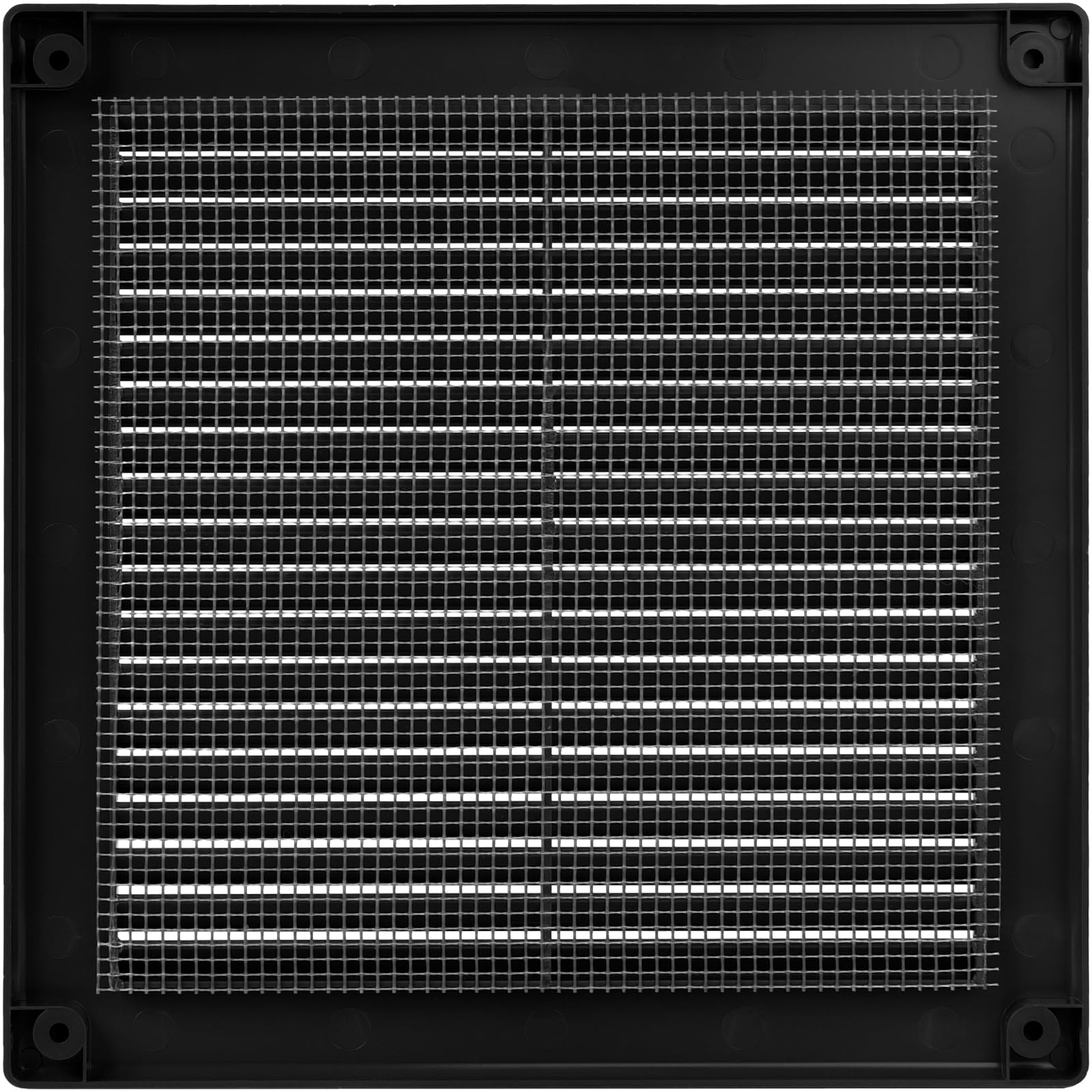 Vent Systems 200 x 200 mm / 8'' x 8'' Inch Black Soffit Vent Cover, Pack of 2, Flat Square Air Vent Louver, Grille Cover - Image 2