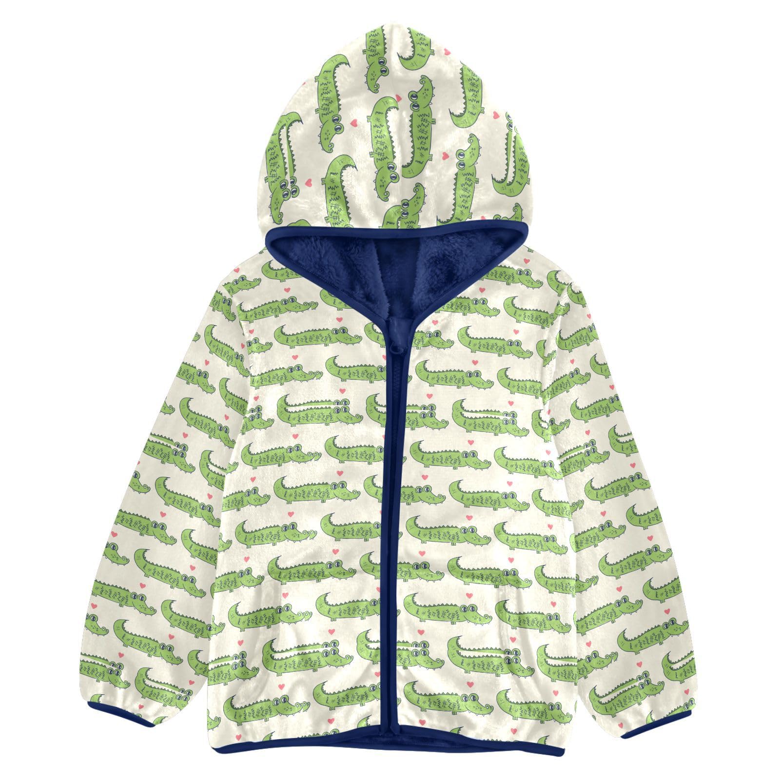 Aflyko Boys Fleece Coat Blue Zip-Up Hoodie Girls Outerwear Kids Hooded Jacket