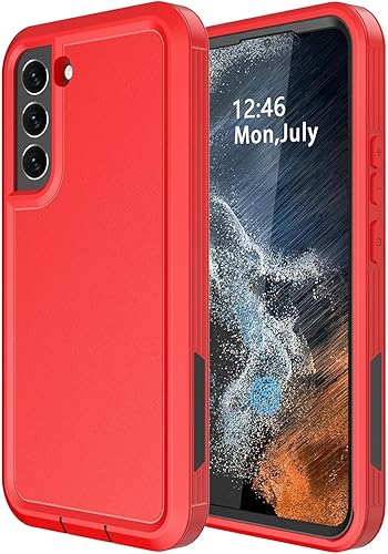 CASELIVE for Samsung Galaxy S22 Plus Case, Built-in Screen Protector [Shockproof] [Dropproof] [Dust-Proof] Dual Layer Protective Phone Case Heavy Duty Cover for Galaxy S22 Plus 6.6 inch (Red)
