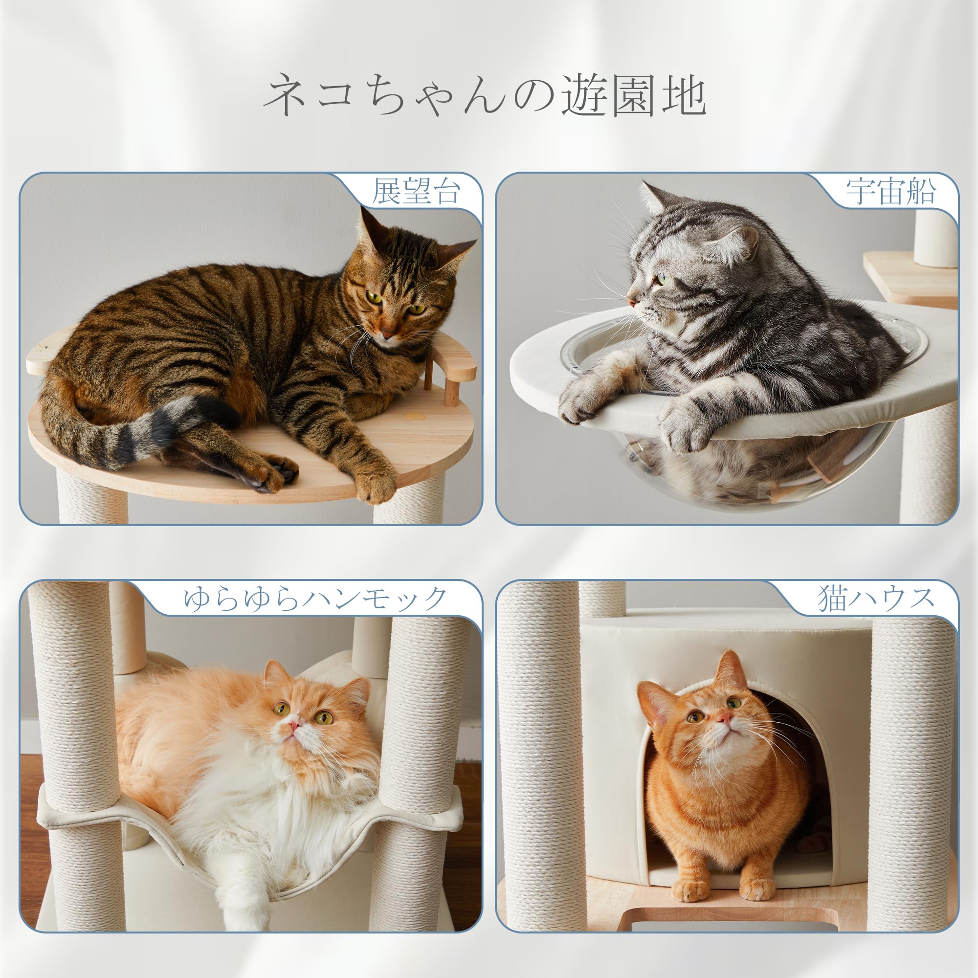Amazon | Mwpo 多頭飼いキャットタワー 猫タワー 木製 据え置き 大型猫