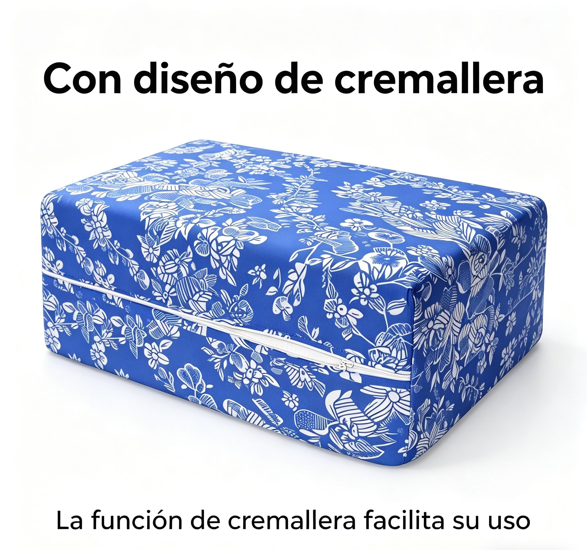 Funda de colchón con Cierre de Cremallera,Cubre Colchón de Cama 105cm,Fácil de Colocar,Respirable,Resistente, Suave y Agradable 100% Poliéster,Floreado Azul
