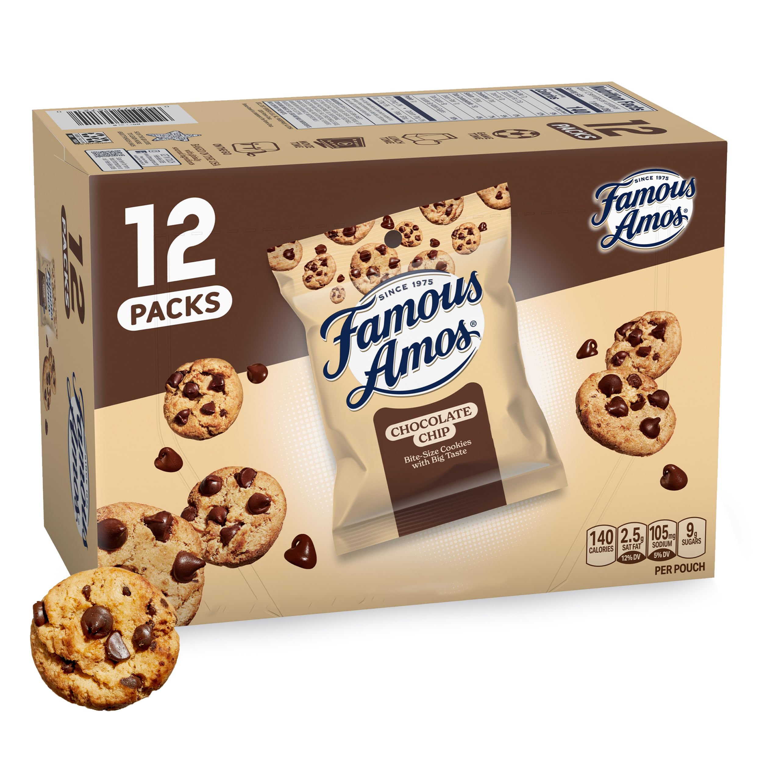 Famous AmosClassic Chocolate Chip Cookies, 1 Ounce Bag (Pack of 12)