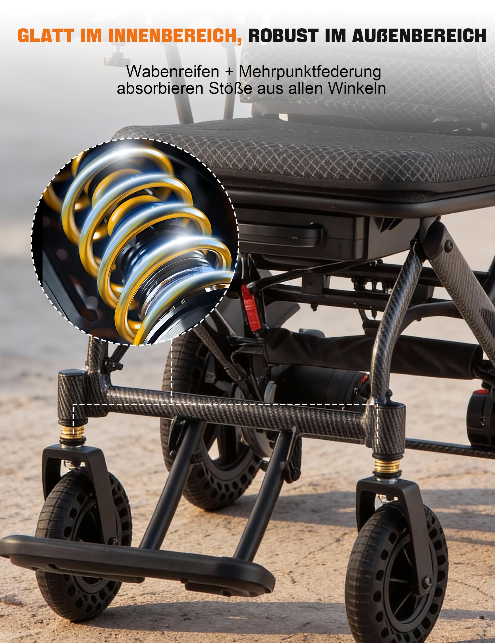 Silla de ruedas eléctrica plegable ligera, sillas de ruedas eléctricas, alcance de 20 km, sistema de frenado doble, neumáticos a prueba de pinchazos de hasta 120 kg, andador eléctrico para personas