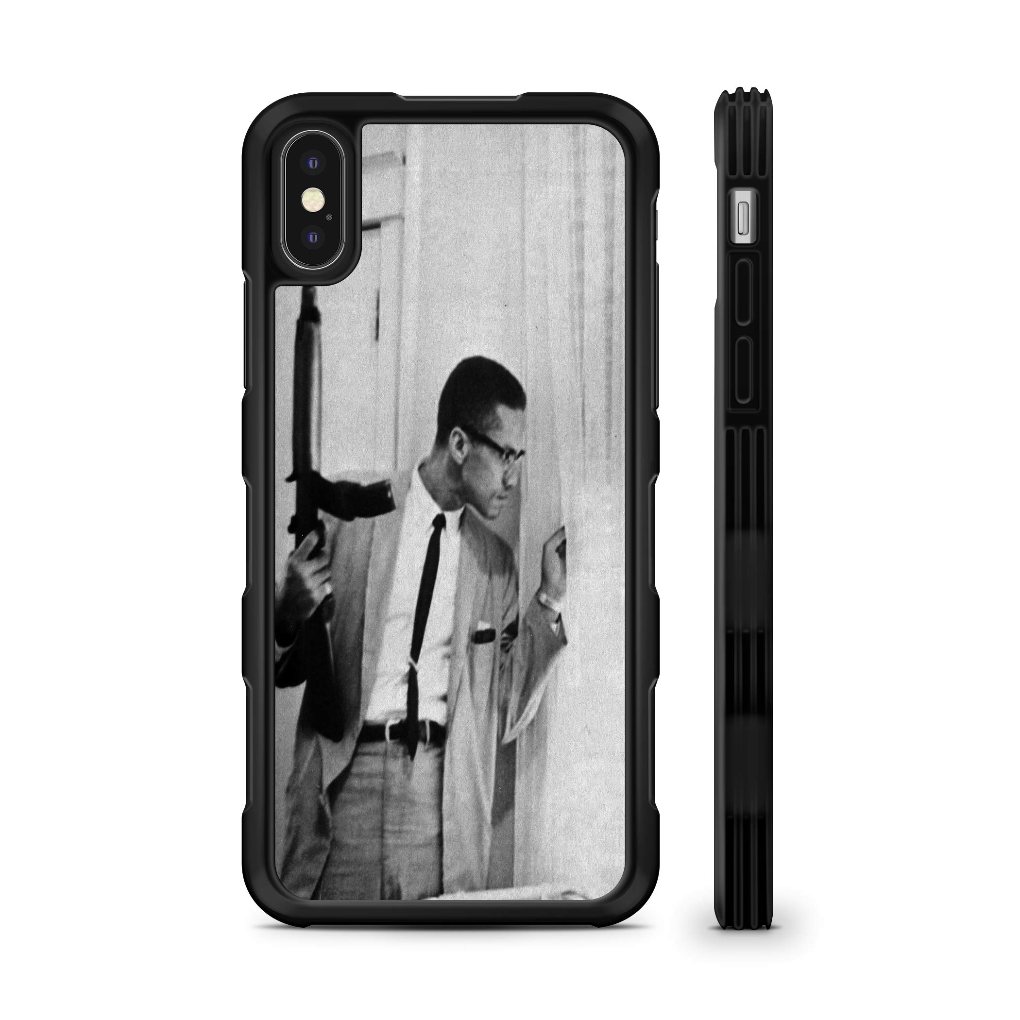 Compatible with iPhone Xs MAX Malcolm X with Rifle Hyper Shock Protective Rubber TPU Phone Case (iPhone Xs MAX)