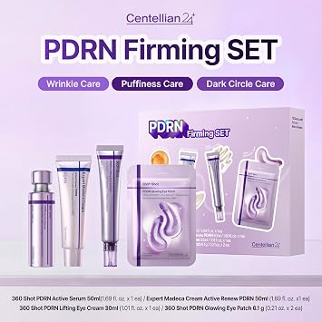 CENTELLIAN 24 PDRN Face & Eye Set (4pcs) PDRN Cream 1.69 fl oz + Eye Cream 1.01 fl oz + Eye Patches (1pair x 2ea) + Active Serum 1.69 fl oz, TECA PDRN, Firming, Hydrating, Anti Aging Korean Skincare