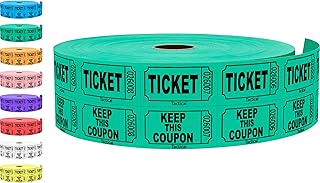 Tacticai 2000 Raffle Tickets, Green (1 of 8 Colors), Double Roll, Tickets for Events, Entry, Class Reward, Fundraiser & Prizes