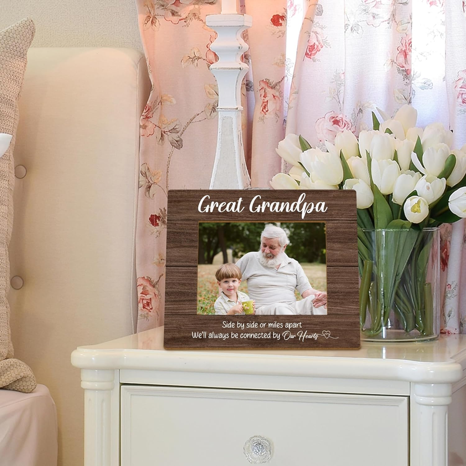 Great Granpa Picture Frame Gifts from Granddaughter Grandkids, Long Distance Grandpa Gift, Christmas Fathers Day Birthday Gifts for Great Grandpa and Me Photo Picture Frames for 5x7 Photo - Image 2