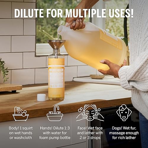 Miniatura 3 de Dr Bronners - Jabón líquido de Castilla pura cítricos 1 galón Fabricado con aceites orgánicos usos 18 en 1 cara cuerpo cabello lavandería mascotas y