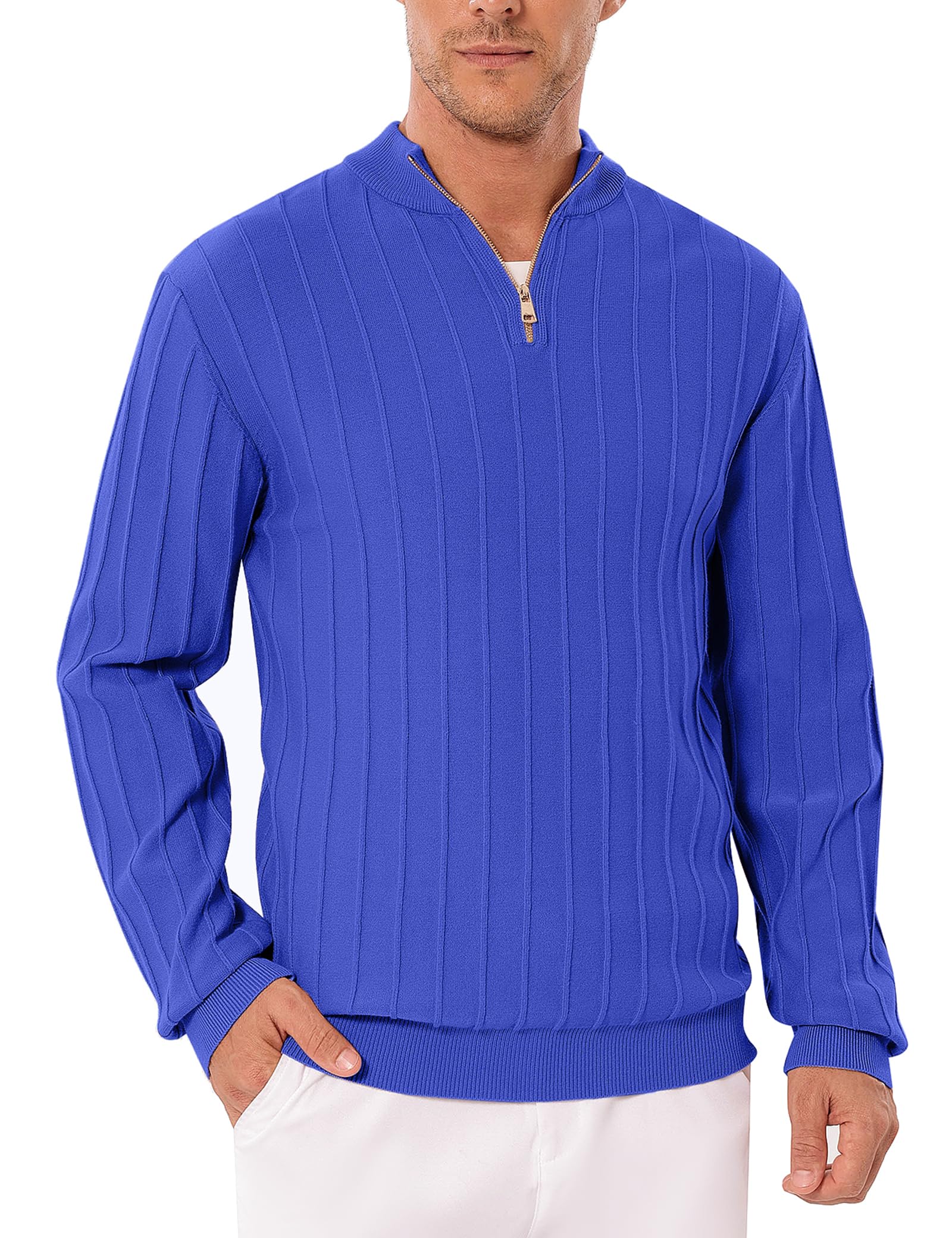 iClosam Maglione Uomo Invernali Collo Alto con Zip Pullover Giacca in Maglia Maglione Pullover Invernale Tenere Caldo