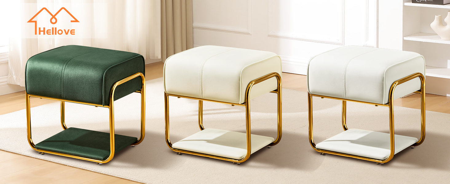 Tabouret Coiffeuse Rond, Pouf Coiffeuse En Velours, Siège Coiffeuse