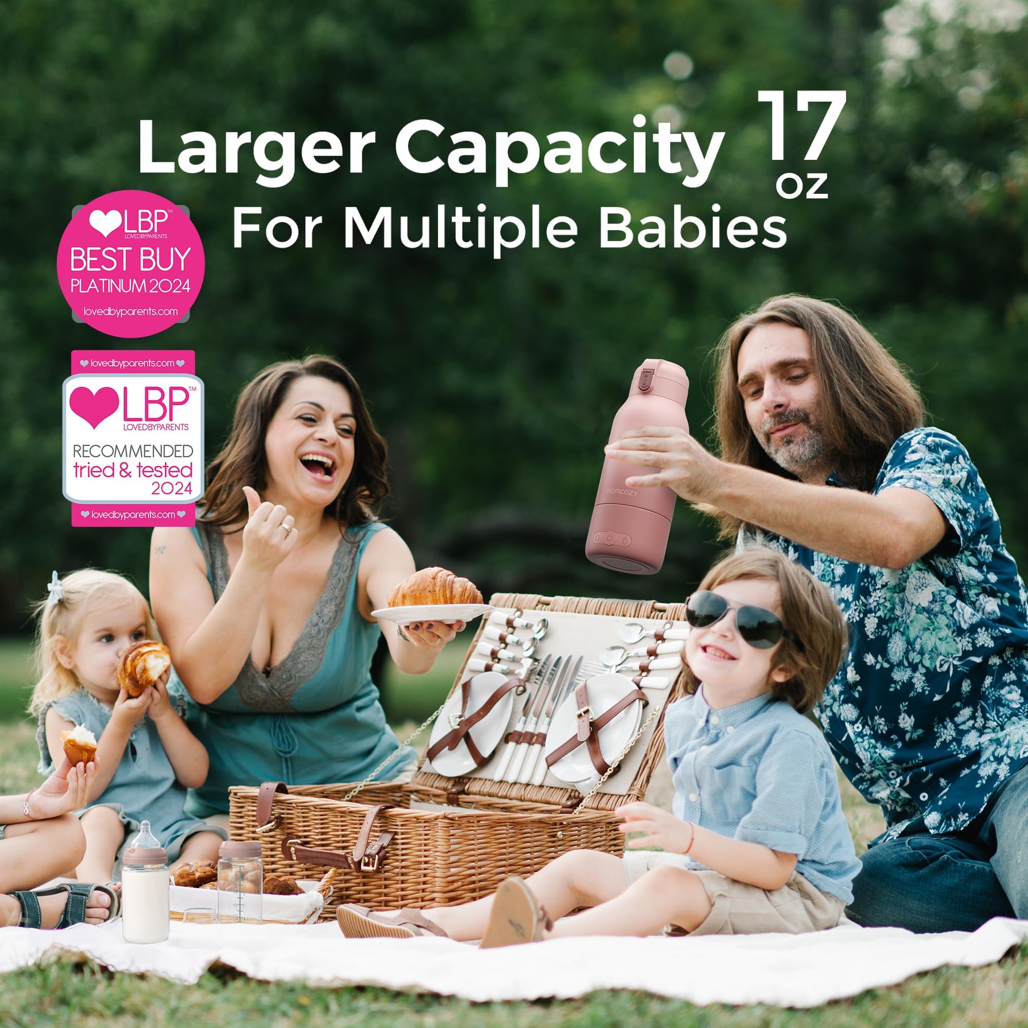 Momcozy MW05 Przenośny podgrzewacz do butelek dla dzieci do noszenia w podróży, pojemność 500 ml + 24x użycie/bateria | Certyfikowany podgrzewacz do butelek TÜV-CE | Szybkie nagrzewanie w 3 min. (Bez