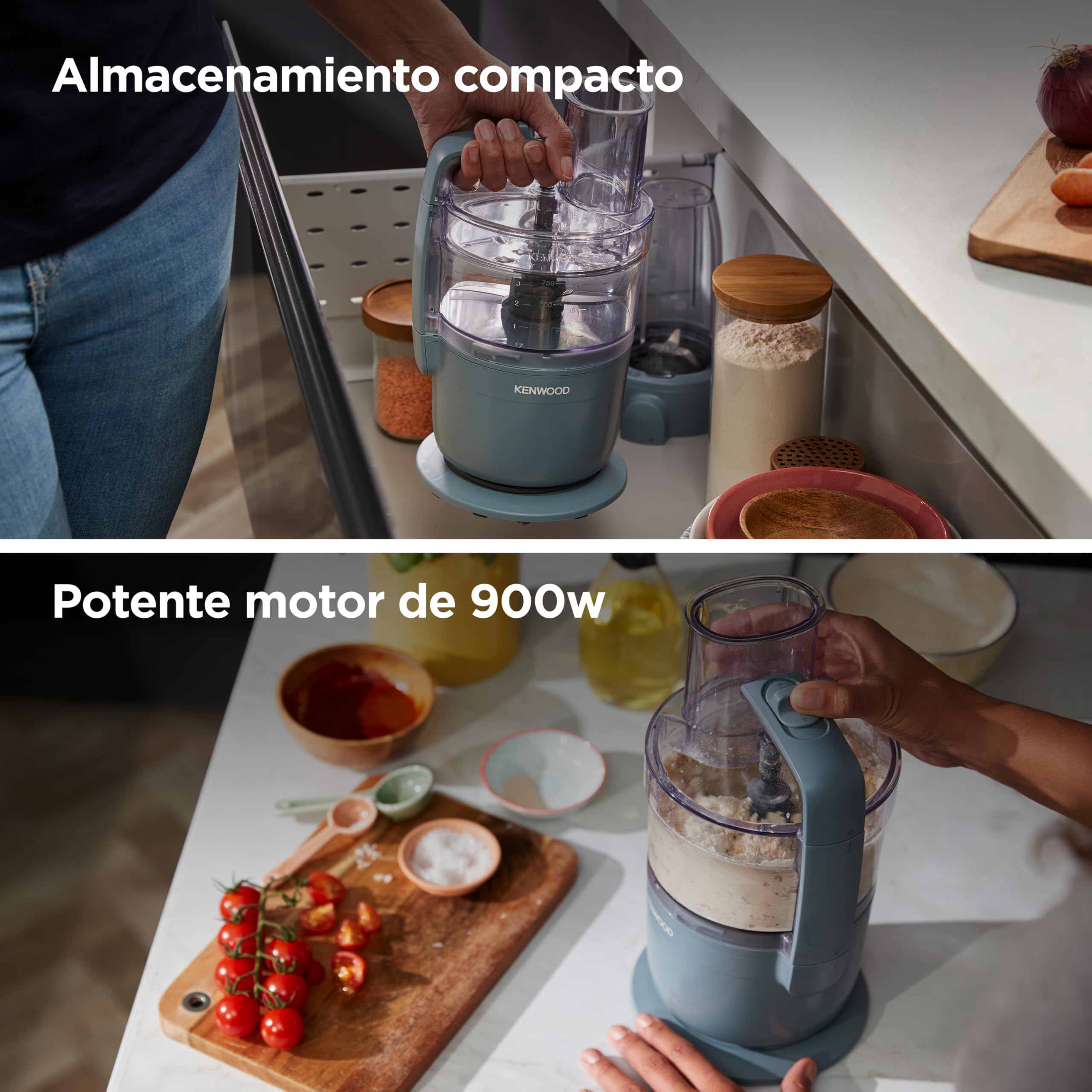 Kenwood MultiPro Compact – Procesador de Alimentos con Express Serve, Cuchilla de Acero Inoxidable, Discos para Cortar y Rallar, Recipiente de 600 ml, Función Pulse, Azul Tormenta (FDP23.380GY)