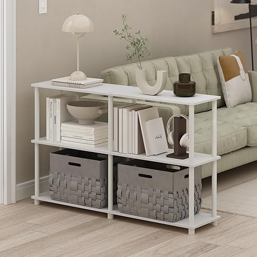 Miniatura 2 de Furinno Turn-N-Tube Estantes de almacenamiento, estante de libros de 3 niveles de 47.4 pulgadas de ancho, estante esquinero, estantes abiertos sin