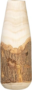 Creative Co-Op Carved Paulownia Wood Live Edge Each one Will Vary Vase, 16", Brown DF2986