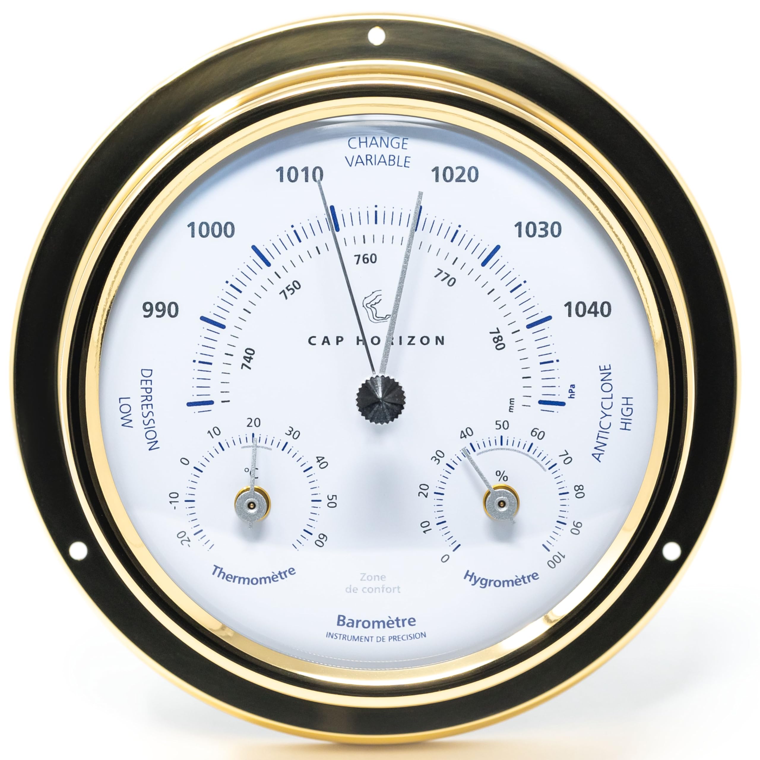 CP100BTH500LT Wetterstation, Glas, Messing poliert