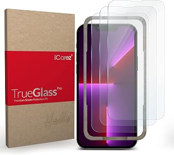 iCarez Tempered Glass Screen Protector for iPhone 14 Plus 6.7 inches 2022 [3-Pack] Tray Installation Case Friendly Easy Apply