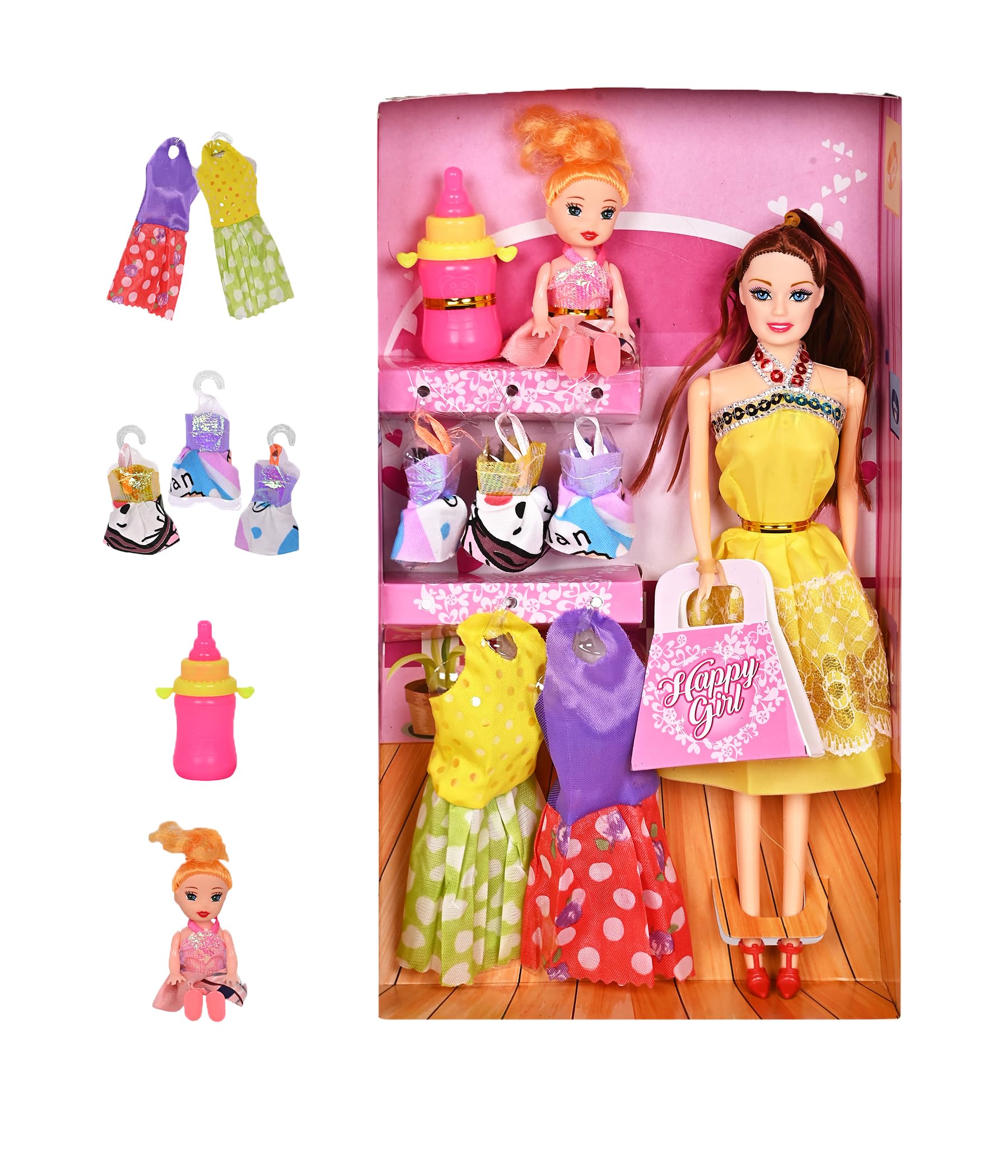 DISILA TRADERS Cute manku Doll with Accessories and a Small Baby Doll | Doll with Mini Fashion Dresses and a Baby Doll. (Bright Random Colors and Design). (B0CY8TZRMY) Amazon Price History, Amazon Price Tracker