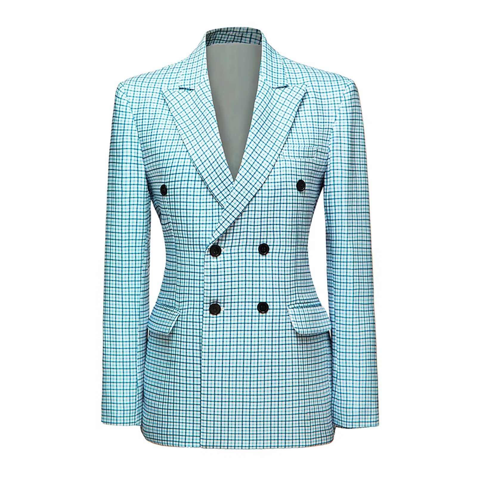 Blazers for Women Business Casual Suit Jacket Double Breasted Jackets for Women Plaid Blazer Jacket for Woman