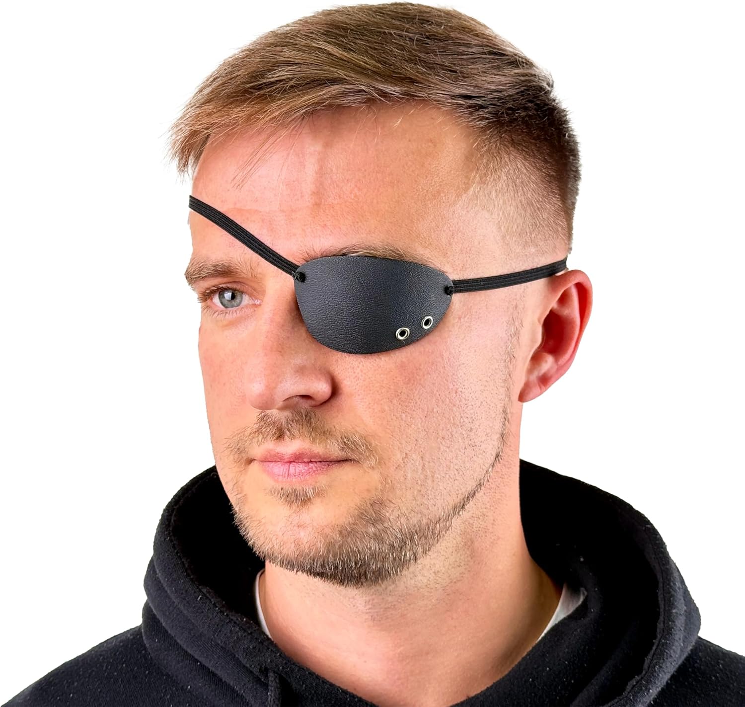 Black Premium Handmade Plastic Eye Patch with Soft Foam Padding, Concave Adult Eye Patch for Men and Women