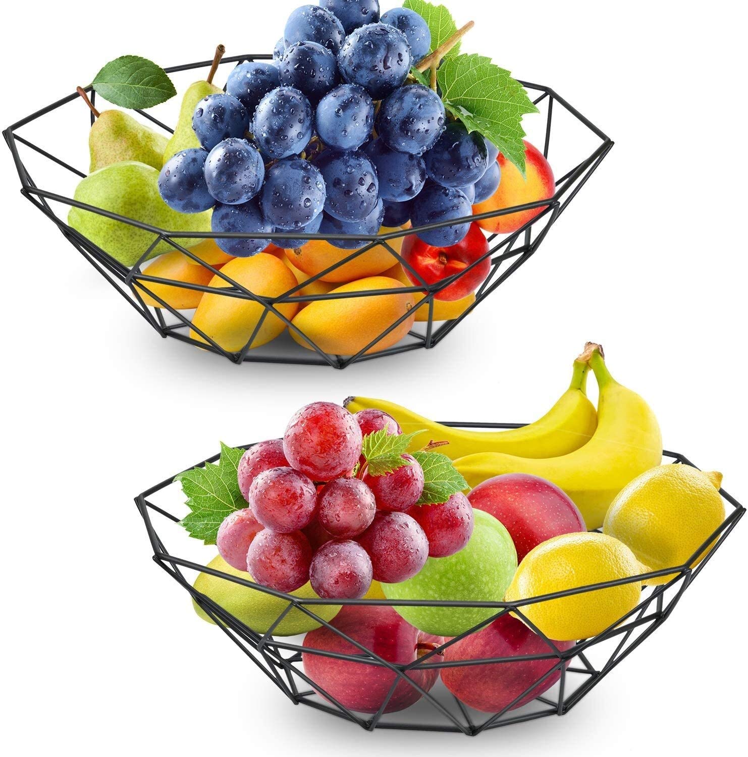 Frutero de metal con diseño calado para mantener los alimentos frescos en encimeras y armarios