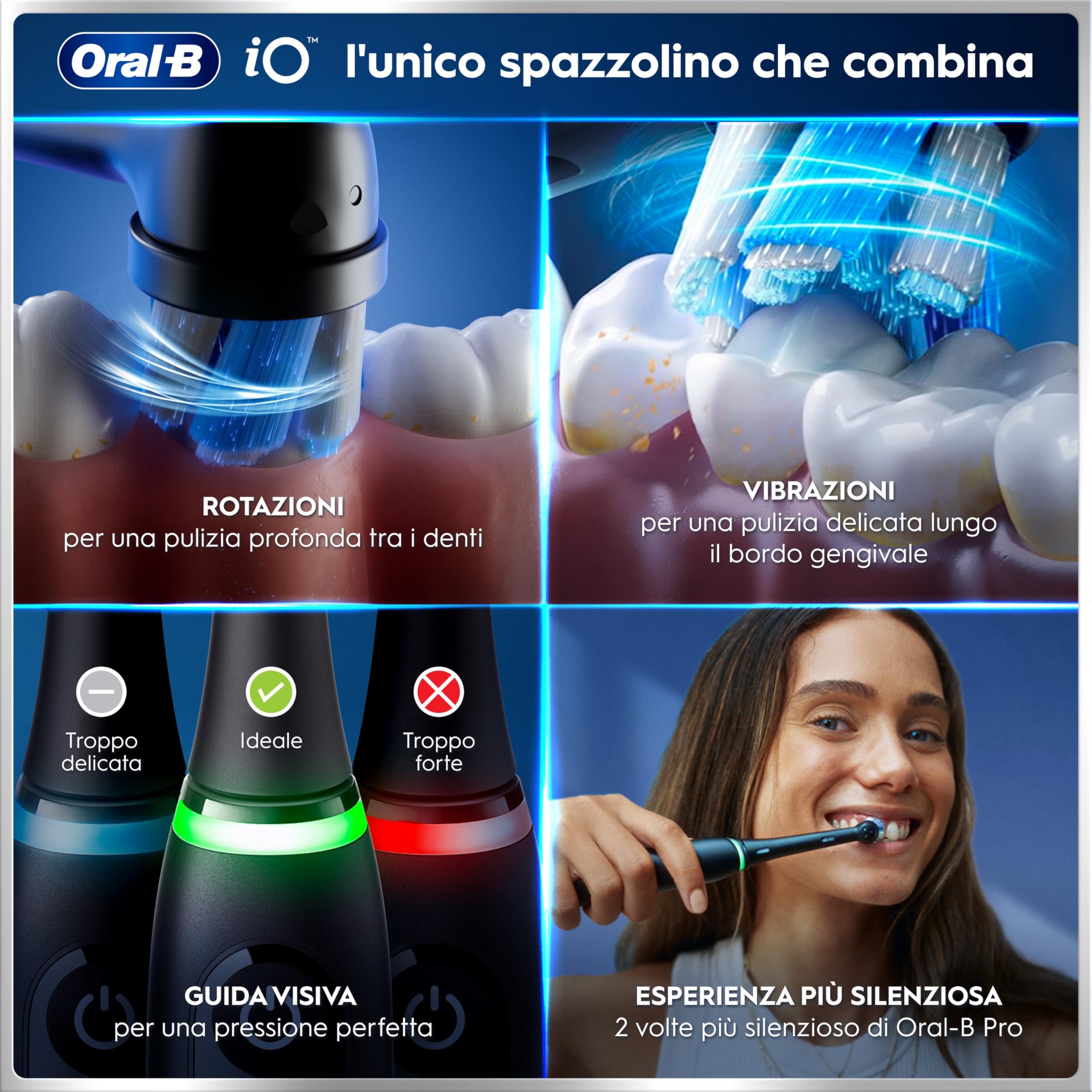 Oral-B Spazzolino Elettrico Ricaricabile iO 6N Nero, 1 Spazzolino Elettrico, 2 Testine Di Ricambio, Custodia Da Viaggio + 1 Dentifricio Oral-B Advanced Prevenzione Tartaro, Pulizia Denti