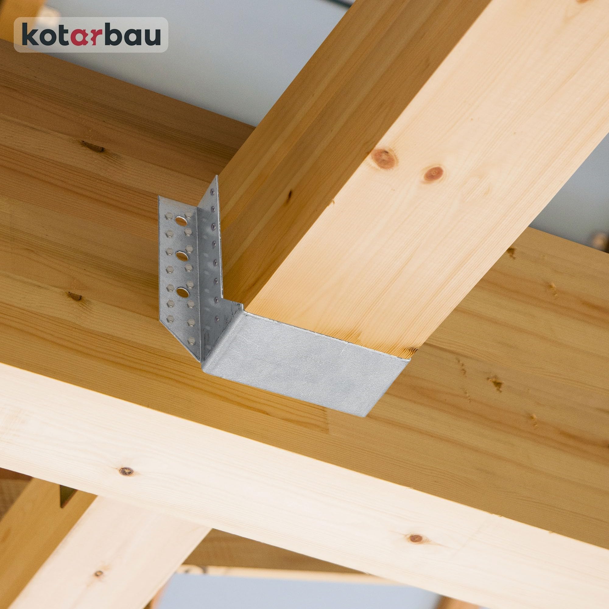 KOTARBAU® - Staffa per travi tipo A, 100 mm, giunti per travi in legno, per costruzione edile esterna, confezione da 10 pezzi
