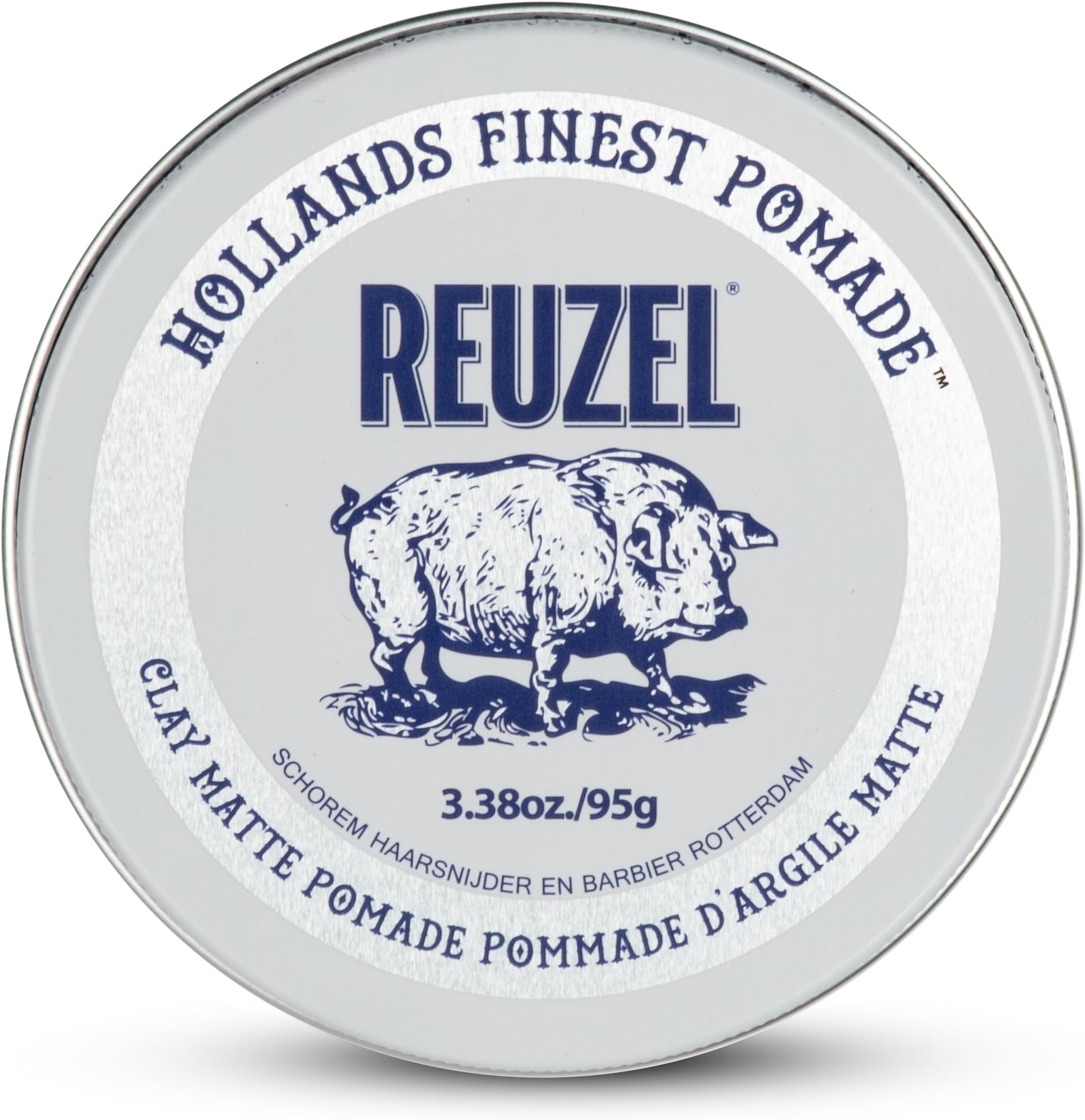 Reuzel Matte Clay Pomade, Gloss Free Pomade, Medium Fixation for Natural Style and Finish, 3.38 oz./95 g