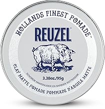 Reuzel Matte Clay Pomade, No Shine Pomade With A Medium Hold For A Natural Style And Finish, 3.38 oz/95 g