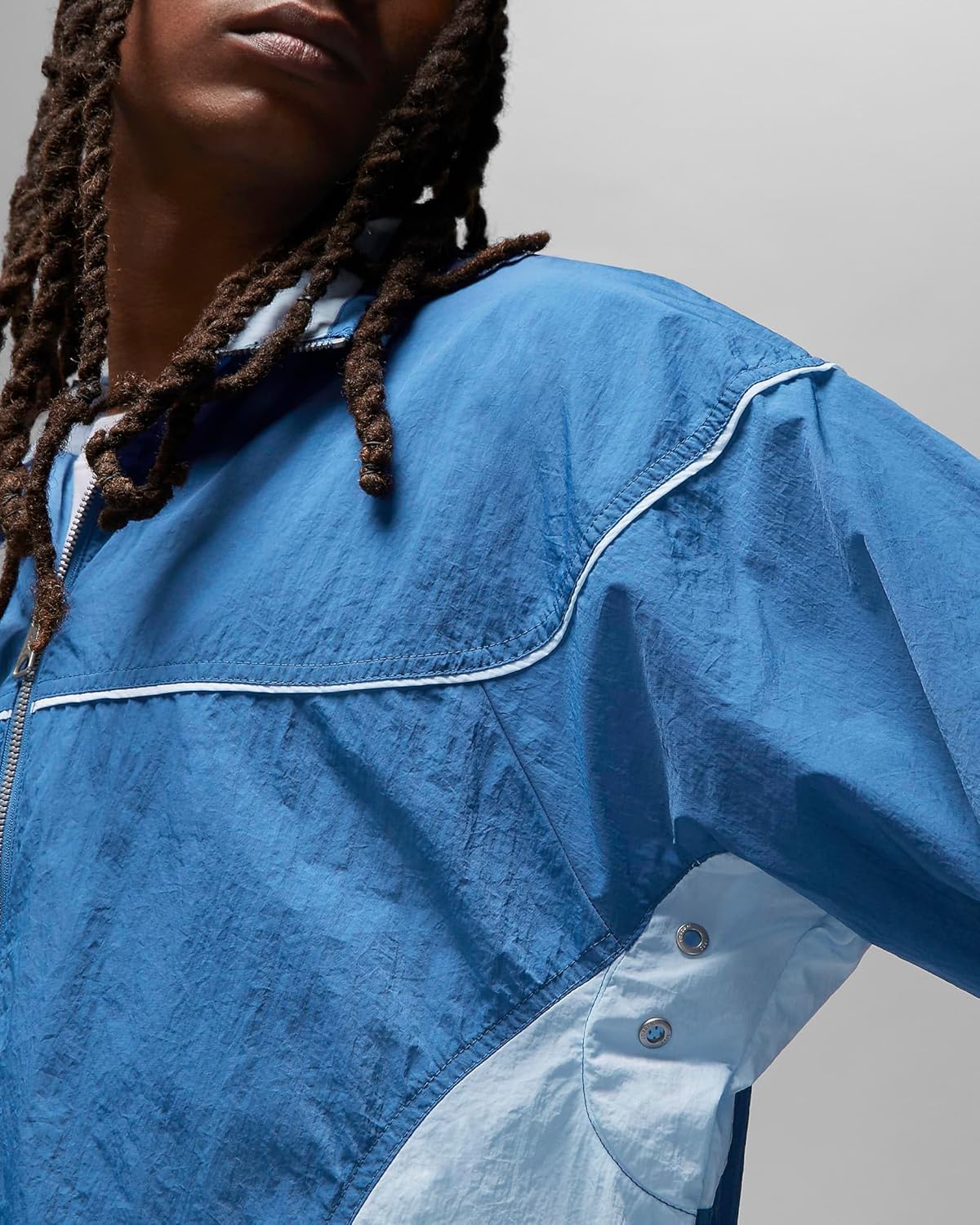 Jumpman Essentials Warm-Up Jacket Men Size Small to XX-Large Color True Blue, Ice Blue, and Sail