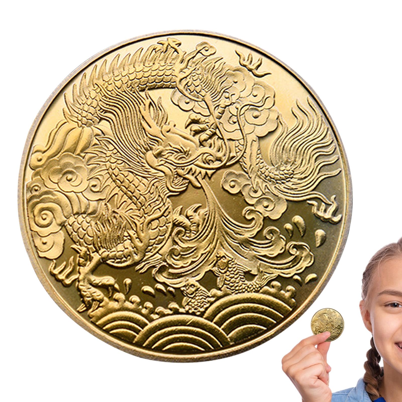Amazon.co.jp: 中国ドラゴンコイン | 旧正月の幸運のコイン | 中国のドラゴンの幸運の魅力、個々の幸運のコイン、ドラゴンの記念コイン 、幸運のためのコイン 中国の旧正月。 : ホビー