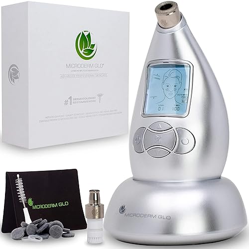 Microderm GLO Máquina de microdermoabrasión de diamante y herramienta de succión, kit clínico de microdermoabrasión para antienvejecimiento, sistema