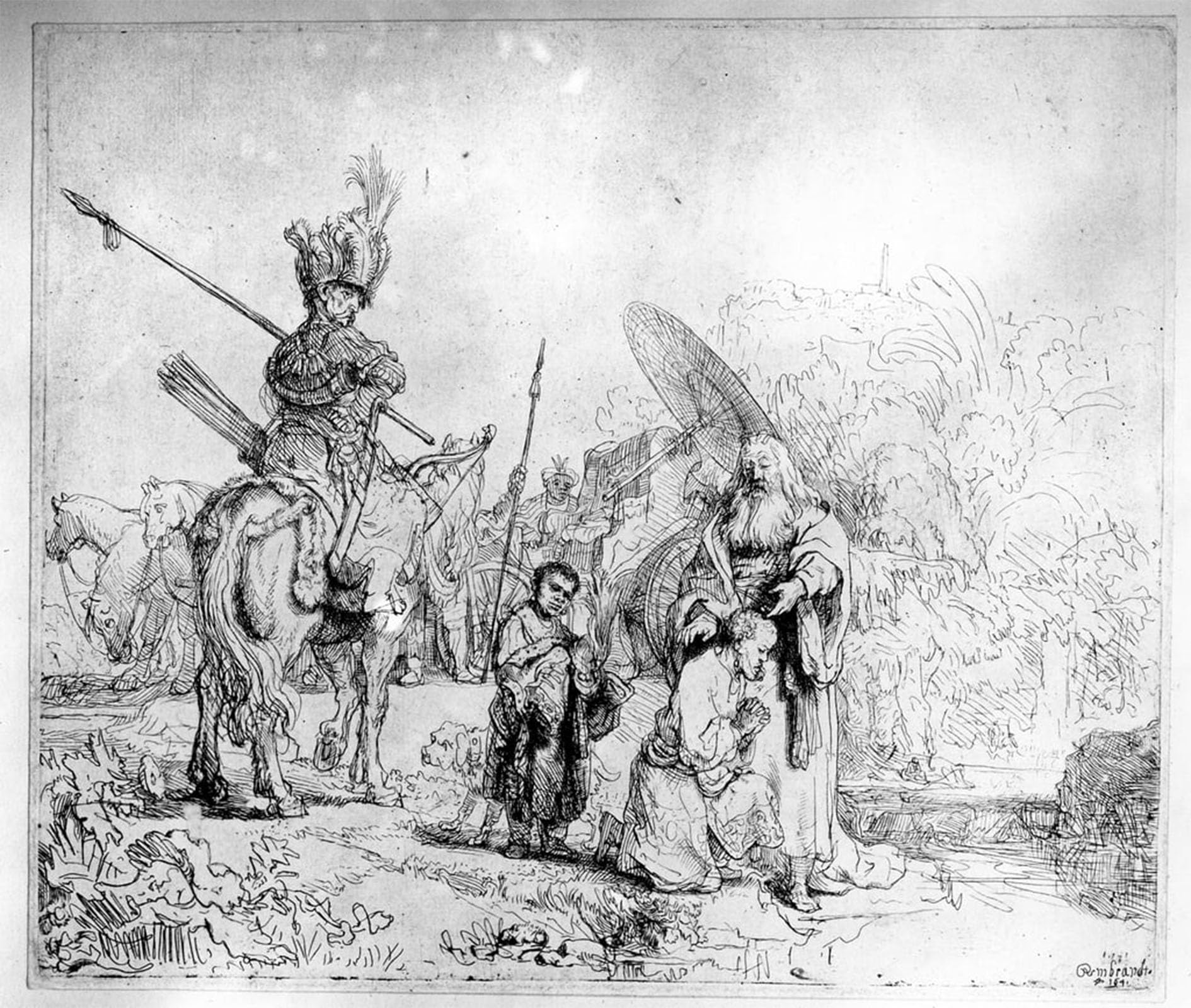 POSTERIIk Famous Modern Artwork Art Mural The baptism of the eunuch by Rembrandt van Rijn Oil Paintings Pictures for Home Decor 60x90cm